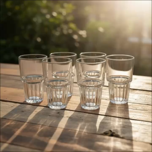 Bộ 12 Ly Thủy Tinh Lớn 460ml Dáng Lùn Đáy Khía Sọc – Cốc Uống Trà Sữa Sinh Tố Bia Đa Năng Cao Cấp