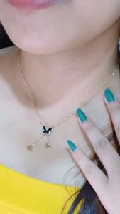 Kalung Kupu Kupu Kramik Jurai Simpel Anti Karat & Anti Luntur Titanium Stainless Steel