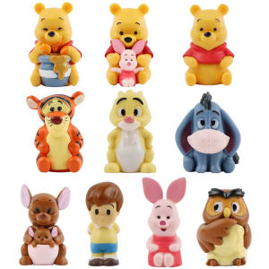 10Pcs Anime Winnie The Pooh Figures Set Cartoon Pooh Bear Tigger Eeyore Piglet Model Doll Toys Cake Decoration Children Gift