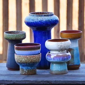 Special Offer Large Diameter Coarse Ceramics Flower Pots for Indoor Green Plants Simple Style Old Pine Cliff Pottery Vases