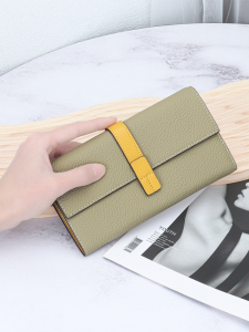 Contrast Color Long Wallet Womens First Layer Cowhide New Clutch Phone Holder Wallet Large Capacity Soft Genuine Leather Easiest for Match