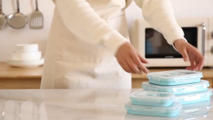 KAMJE Lunch Box Lipat Silicone Food Grade Anti Bocor Single Layer Kotak Bekal Makan Microwave Safe