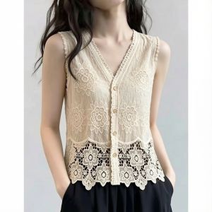 AIYITI | Bohemian Crochet Lace Openwork Vest Cardigan Womens Wear