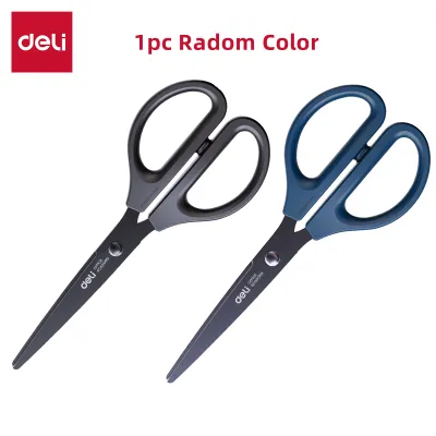 deli | DELI Black Blade Scissors 170mm - Ultra Sharp Non-Sticky for Paper Cloth & Crafts