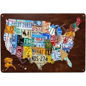 Custom 12x8 Inch USA License Plate Map Sign - Wall Decor for Home Porch & Craft Room Gift