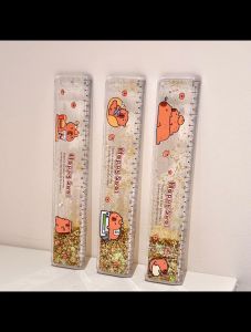 (READY STOCK)Capybara Ruler 20cm Glitter Sand Children Stationery Kid Present Gift Reward卡皮巴拉流沙直尺波浪尺文具儿童礼物Pembaris