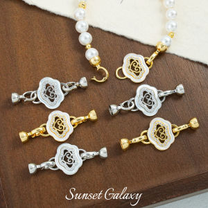 หัวเข็มขัดแบบหัวคู่ทำมือจากหยกไต่ฝูงและไข่มุก ทองคำ 18K เงิน อุปกรณ์ทำเครื่องประดับ DIY สร้อยข้อมือ สร้อยคอ