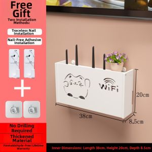 Drill-Free Wall-Mounted Storage Box for Routers and TV Boxes