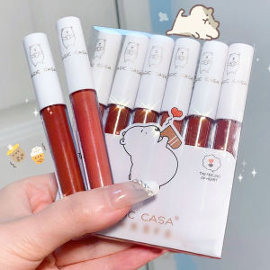💄Orfila Love Heart Bear 6-in-1 Set Matte Lip Gloss Tahan Lama Perlindungan Warna COD