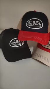 Penghantaran dari China [2025][ Perdagangan Asing Jenis Popular ]VON  Topi Besbol dengan Huruf Perlindungan Matahari Sulaman Jaring DUTCH Topi Pemandu lori TEMU3.1