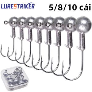 Mồi Câu Jig Head Lurestiker Crank 1g-28g Hộp Đựng Mồi Mềm Dạng Sâu Dụng Cụ Câu Cá Cho Cá Vược Cá Rô Cá Chó Sông Hồ Biển