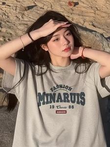 Letter Print Slim Fit American Style T-Shirt