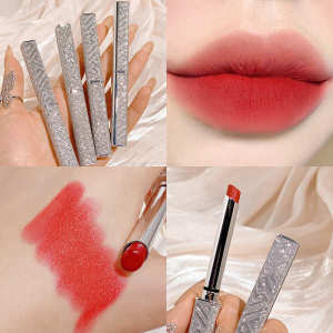 ❂Silver wing moisturizing lipstick water light mirror water moisturizing matte waterproof non-fading non-stick cup rotten tomato red women☸