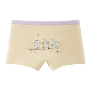MiiOW | กางเกงชั้นในเด็กผู้หญิงผ้าฝ้ายแท้ A-Class ทรงบ็อกเซอร์ กางเกงขาสั้นผ้าฝ้ายระบายอากาศได้ดี ไม่รัดรูป เหมาะกับเด็กอายุ 5-13 ปี
