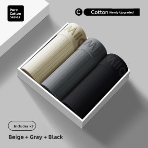 MiiOW | Mens Cotton Underwear Boxer Shorts Antibacterial Comfortable Mid-Waist Flat Angle Pants Large Size Youth Spring 2025