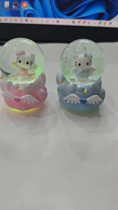 Colorlady - Đèn cầu pha lê tuyết rơi hình Mèo Kitty phát sáng làm quà tặng sinh nhật decor phòng ngủ dễ thương