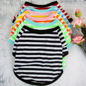 Calistouk  Stripe Summer Spring Dog T-shirt Soft Small Medium Dog Puppy Clothing Shirt Vest Printed Pet Dog Puppy Vest T-shirt Dog Cloth
