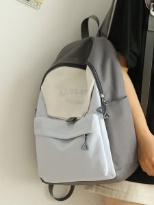 Fashionable Color Block Backpack for Women 2025 New Style Double Shoulder School Bag Casual Oxford Cloth Travel Bag for Junior High And College Students