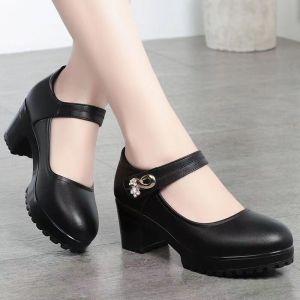 Women Comfortable Soft Leather Casual High Heel Shoes