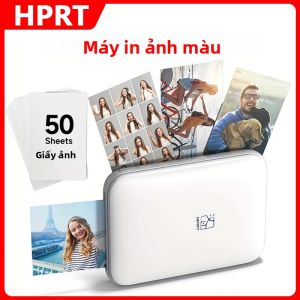 Máy In Ảnh Mini Màu HPRT MT53 Không Dây Cầm Tay Khổ Ảnh 2x3 Inch Giấy Ảnh Tự Dính In Nhiệt Di Động Qua USB