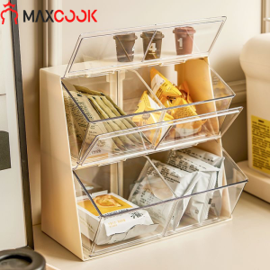 Maxcook Coffee Tea Bag Storage Box Kitchen Garlic Ginger Onion Organizer Desktop Rack with Cover