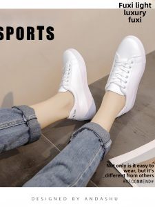New 2025 Womens Flat Bottom Casual Shoes Soft Sole White Versatile Thin Bottom Flat Leisure Shoes Summer Cross Buckle Casual Shoes