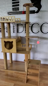 Trụ cào móng nhà cây cho mèo PETDECOR CT017 – Cat tree gỗ lắp ráp cao 135cm