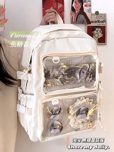 High Capacity Double Shoulder Transparent College Student Bookbag Daily Womens School Campus JK Simple Minority High Aesthetic Value Doll Bag