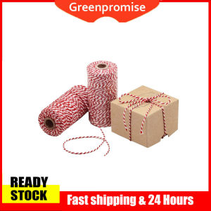 เชือกฝ้ายสายผ้าฝ้าย100เมตรผ้าฝ้ายBakersสายเกลียวสายขวดกล่องของขวัญตกแต่งหัตถกรรม (สีแดง + สีขาว)