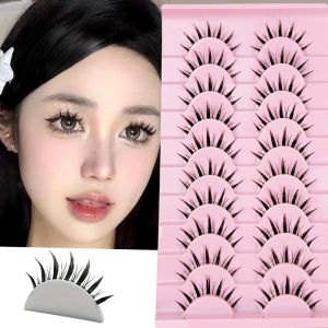 10 pairs of Devilish style anime false eyelashes C-curls natural and dramatic effects transparent stem reusable eyelashes