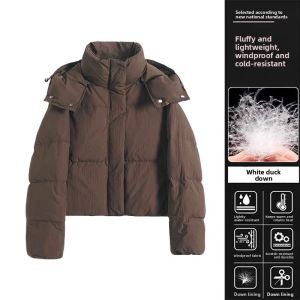 Warm Short Hooded Down Jacket For Petite Women