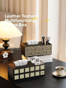 Luxurious Rectangular Leather Tissue Box Holder for Living Room And Bedroom Remote Control And Key Storage Organizer