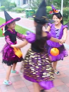 Witch Costume Halloween Costume for Kids Girls 2-14years old Halloween Cosplay Vampire Witch Costume Pumpkin Role Play Dresses with Hat Costume Party Christmas Dress