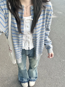 เสื้อคาร์ดิแกนถักแขนยาวสไตล์เกาหลี ทรงหลวม ลำลอง สำหรับผู้หญิง ฤดูใบไม้ผลิ 2025 แฟชั่นใหม่ ทรงหลวม ลำลอง กระชับสัดส่วน เสื้อสเวตเตอร์