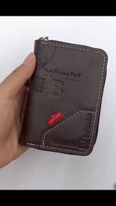 Mens Zipper Card Holder Short Wallet PU Leather Large Capacity Card Holder Vintage Multifunctional Card Bag Coin Purse