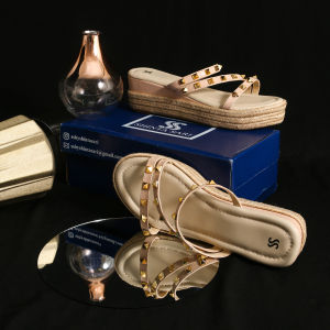 Sepatu Wanita Sandal Wedges Aluna Cataclou Wedges Heels 7cm Tali Cream