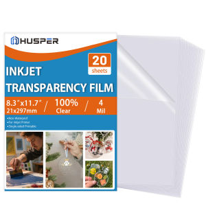 50/20pcs 4Mil 100mic A4 Size Transparency Film Paper 8.3x11.7 Inches 100% Transparent Film for Inkjet Printer Overhead Projector
