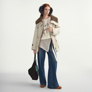 DUSHU | Plus Size Shearling Collar Down Jacket