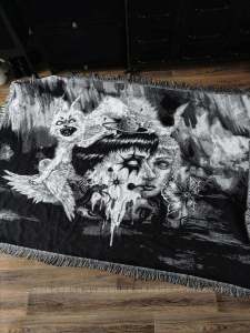 Original Hypnotic Fantasy Knitted Couch Blanket Post-Apocalyptic Aby Gift Gothic Romantic Tapestry Rectangular Home Fabric