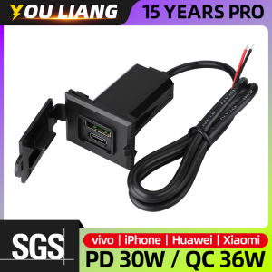 อุปกรณ์ชาร์จยูเอสบีีสำหรับรถจักรยานยนต์พร้อมสายเคเบิลอะแดปเตอร์เครื่องชาร์จ USB ที่รวดเร็วกันน้ำชนิด USB A QC3.0ชนิด C 30W PD 36W สำหรับรถบรรทุกเรือทางทะเล