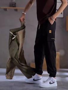 กางเกงขายาวผ้าคอตตอนขาจั้มผู้ชายกางเกงแฟชั่นสไตล์เกาหลีเอวยางยืดใส่สบายใส่ได้ทุกโอกาส 5XL
