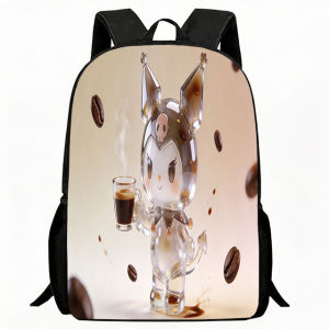 Sanrio | Kids Bag Kuromi 3D Crystal Coffee Print Children Backpack Transparent Coffee Bean Design School Bag Lightweight Breathable Boo