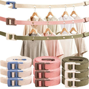 Windproof Travel Laundry Line / Adjustable Nylon Drying Strap / Non-slip Retractable Clothesline / Multipurpose Indoor Outdoor Drying Accessory