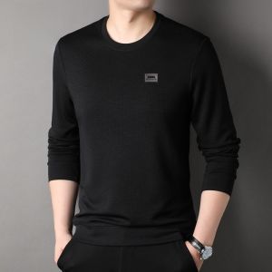 ROMON | Loose Long Sleeve Mens Hoodie Fashionable Base Layer T-shirt Casual Urban Style Antibacterial Polyester Fiber Blend