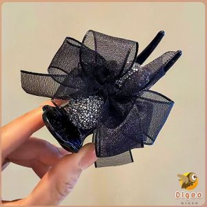 Digeo Bow Hair Bun Clip Rhinestones Ponytail Hair Clip High End Hairpin