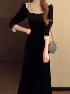 CHANGTONG | French Elegant Velvet Slimming Dress Autumn 2026
