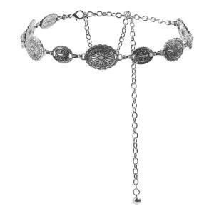 Retro style womens metal waist chain accessories Decorative circle carved chain belt high style accessories