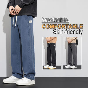 Trendy Mens Drawstring Loose Straight Jeans 2025 Autumn Winter Fashion Versatile Casual Pants Plus Size 5XL