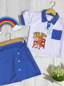 Setelan Anak Perempuan Model Rokcela / Jolina Oneset Gambar Tungtung Sahur 1-6 Tahun