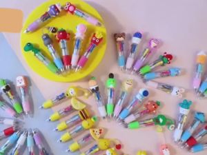 2-20Pcs Mini Multicolor Cute Cartoon Pens 4-in-1 Bulk Kids Ballpoint Pen Children Party Birthdays Gifts Assorted Ink Kawaii Pens